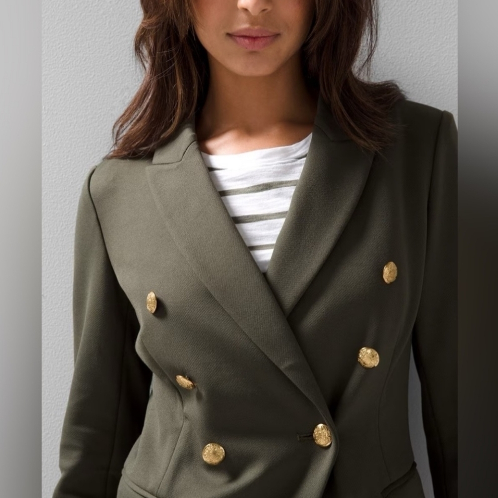 White House Black Market Sergeant Gold Button Studio Blazer Jacket - Picture 4 of 13